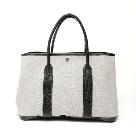 HERMES Garden Party PM Toile H Handbag gray WS28339