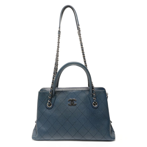 CHANEL Item No. 21, 2015-2016, Caviar Skin, Gunmetal, 2-Way Shoulder Bag blue WS28341