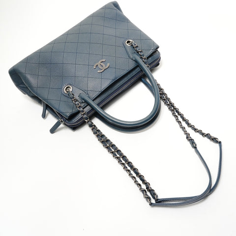 CHANEL Item No. 21, 2015-2016, Caviar Skin, Gunmetal, 2-Way Shoulder Bag blue WS28341
