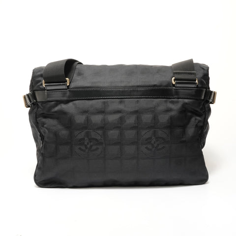 CHANEL Series 10, 2005-2006 New Travel Line Metal Gold Shoulder Bag black WS28342