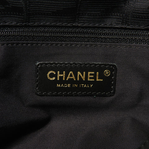 CHANEL Series 10, 2005-2006 New Travel Line Metal Gold Shoulder Bag black WS28342