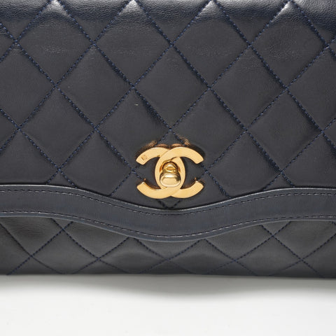 CHANEL Lambskin Matelass bag with pouch Shoulder Bag Navy WS28347
