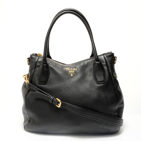 PRADA Vitello Leather Shoulder Bag black WS28348