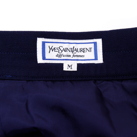 イヴ・サンローラン YVES SAINT LAURENT サイズ 38 スカート スーツ セットアップ ウール ネイビー WS2834