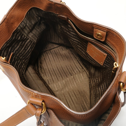 PRADA leather Shoulder Bag Brown WS28355