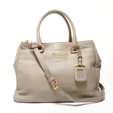 PRADA Leather 2WAY Shoulder Bag gray WS28356