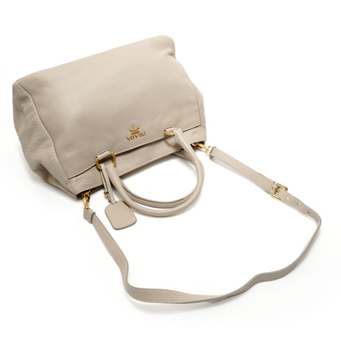 PRADA Leather 2WAY Shoulder Bag gray WS28356