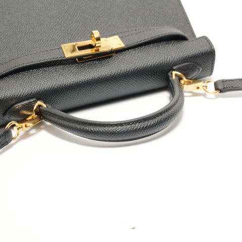 HERMES B stamp, 2023 Mini Kelly Epsom Handbag black WS28357