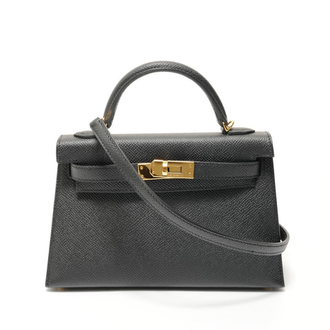 HERMES B stamp, 2023 Mini Kelly Epsom Handbag black WS28357