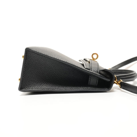 HERMES B stamp, 2023 Mini Kelly Epsom Handbag black WS28357