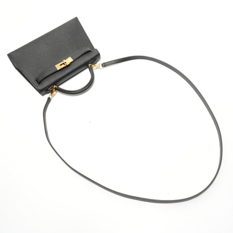 HERMES B stamp, 2023 Mini Kelly Epsom Handbag black WS28357