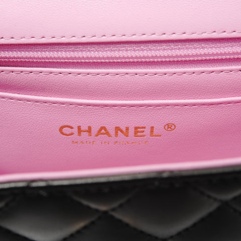 CHANEL Matelass Top Handle Mini Classic 2-way Pink Shoulder Bag black WS28358