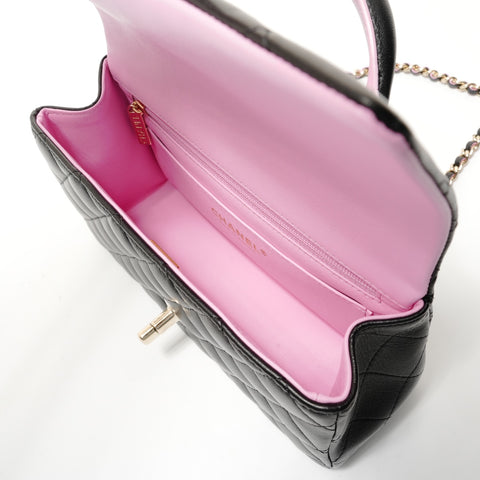 CHANEL Matelass Top Handle Mini Classic 2-way Pink Shoulder Bag black WS28358