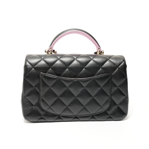 CHANEL Matelass Top Handle Mini Classic 2-way Pink Shoulder Bag black WS28358