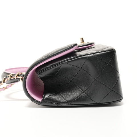 CHANEL Matelass Top Handle Mini Classic 2-way Pink Shoulder Bag black WS28358