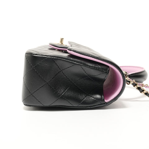 CHANEL Matelass Top Handle Mini Classic 2-way Pink Shoulder Bag black WS28358