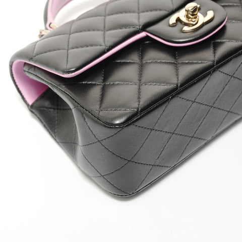 CHANEL Matelass Top Handle Mini Classic 2-way Pink Shoulder Bag black WS28358