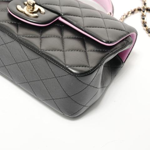 CHANEL Matelass Top Handle Mini Classic 2-way Pink Shoulder Bag black WS28358