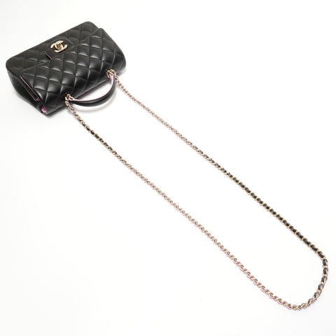 CHANEL Matelass Top Handle Mini Classic 2-way Pink Shoulder Bag black WS28358