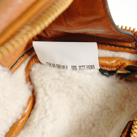 Miu Miu Arcadi Shearling Top Handle Shoulder Bag Brown WS28360