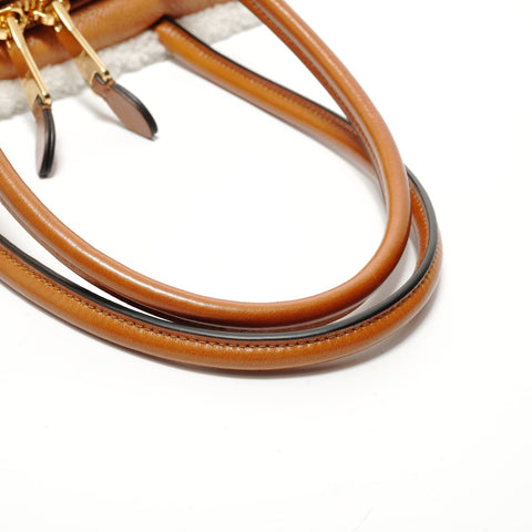 Miu Miu Arcadi Shearling Top Handle Shoulder Bag Brown WS28360