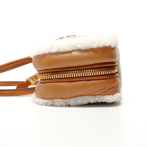 Miu Miu Arcadi Shearling Top Handle Shoulder Bag Brown WS28360