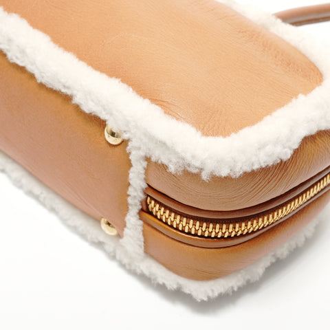 Miu Miu Arcadi Shearling Top Handle Shoulder Bag Brown WS28360