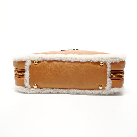 Miu Miu Arcadi Shearling Top Handle Shoulder Bag Brown WS28360