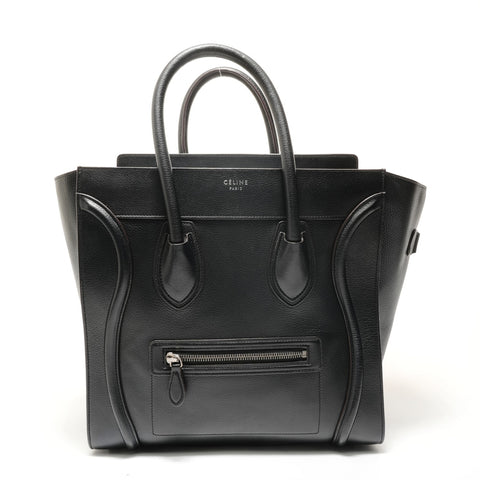 CELINE Luggage Mini Shopper Leather Handbag black WS28363