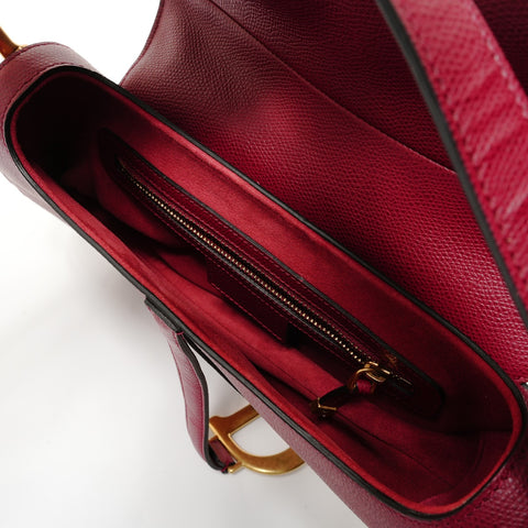 Christian Dior Saddle Leather Shoulder Bag Red WS28365