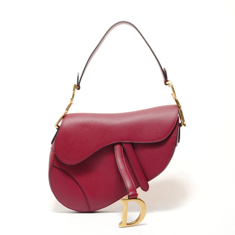 Christian Dior Saddle Leather Shoulder Bag Red WS28365