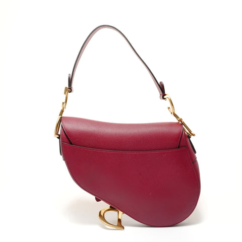 Christian Dior Saddle Leather Shoulder Bag Red WS28365