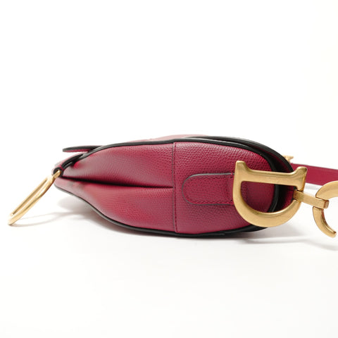 Christian Dior Saddle Leather Shoulder Bag Red WS28365