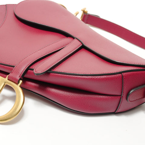 Christian Dior Saddle Leather Shoulder Bag Red WS28365