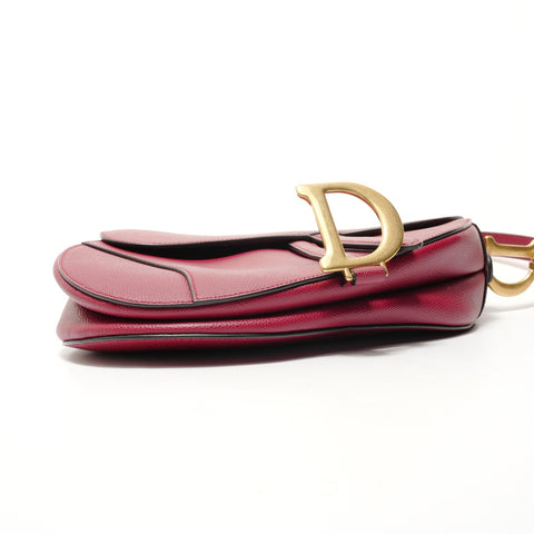 Christian Dior Saddle Leather Shoulder Bag Red WS28365