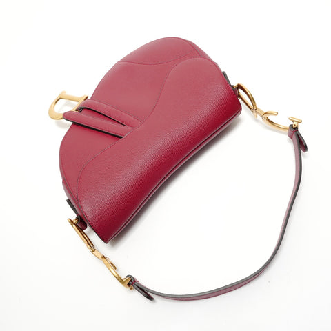 Christian Dior Saddle Leather Shoulder Bag Red WS28365