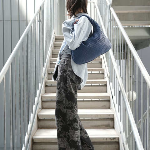 BOTTEGAVENETA INTRECCIATO Hobo Shoulder Bag blue WS28371