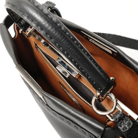 FENDI Leather Peekaboo 2way Selleria Handbag black WS28377