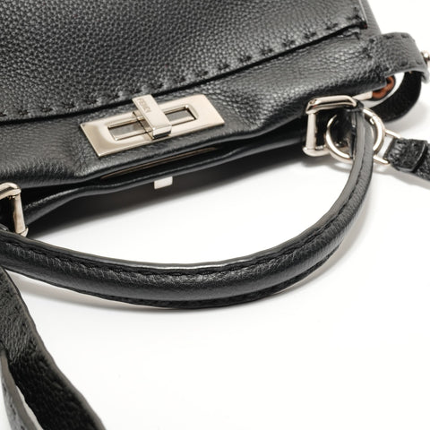 FENDI Leather Peekaboo 2way Selleria Handbag black WS28377
