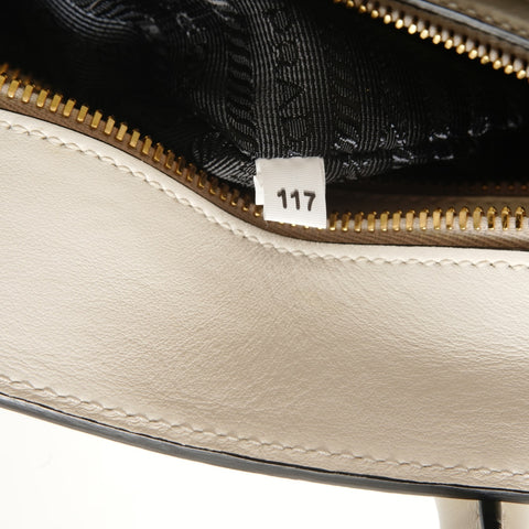 PRADA Bibliotheque Saffiano Leather 2WAY Handbag white WS28378