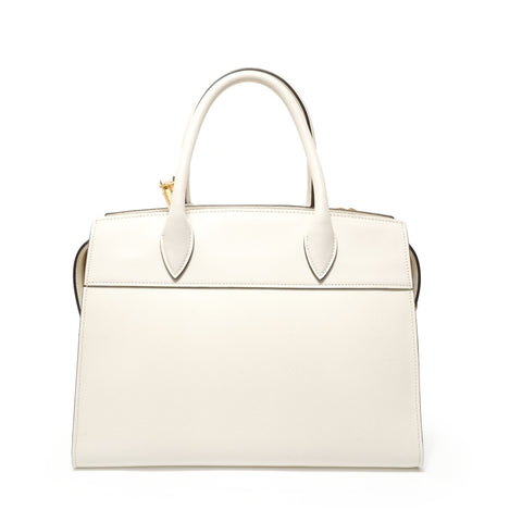 PRADA Bibliotheque Saffiano Leather 2WAY Handbag white WS28378