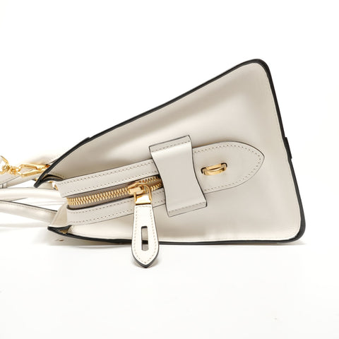 PRADA Bibliotheque Saffiano Leather 2WAY Handbag white WS28378