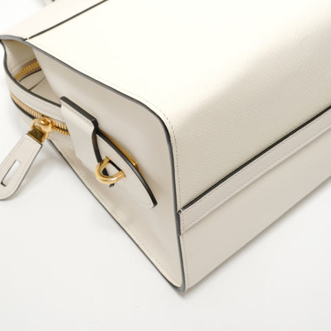 PRADA Bibliotheque Saffiano Leather 2WAY Handbag white WS28378