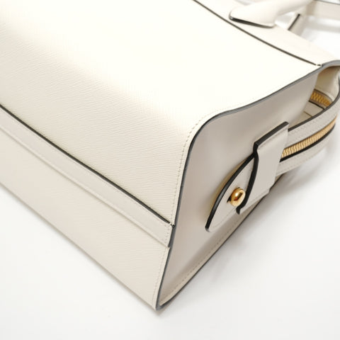 PRADA Bibliotheque Saffiano Leather 2WAY Handbag white WS28378