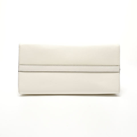 PRADA Bibliotheque Saffiano Leather 2WAY Handbag white WS28378