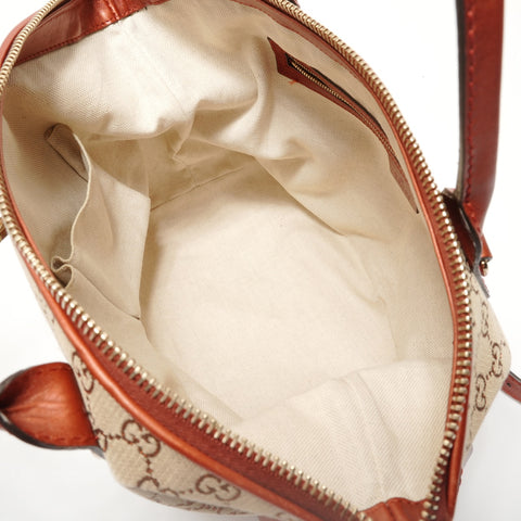 GUCCI GG Canvas Glitter Heart Charm Tote Bag Brown WS28379