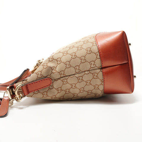 GUCCI GG Canvas Glitter Heart Charm Tote Bag Brown WS28379