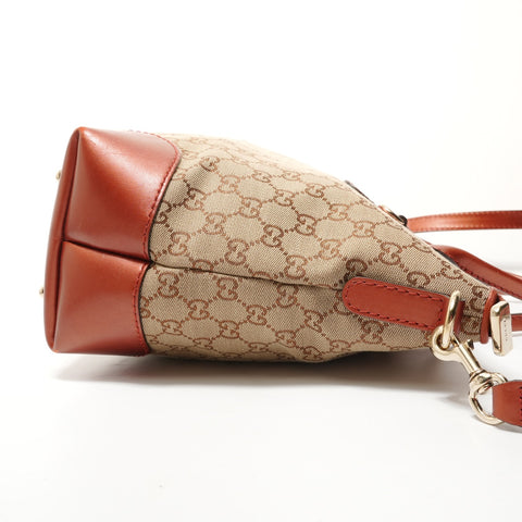 GUCCI GG Canvas Glitter Heart Charm Tote Bag Brown WS28379