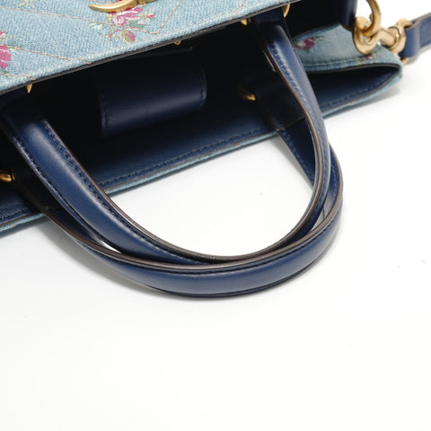 GUCCI GG Marmont Floral Denim 2-Way Handbag blue WS28384