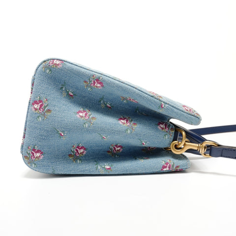 GUCCI GG Marmont Floral Denim 2-Way Handbag blue WS28384